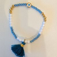 Das klassische „Evil Eye“-Armband (Himmelblau, Weiß&Quaste)