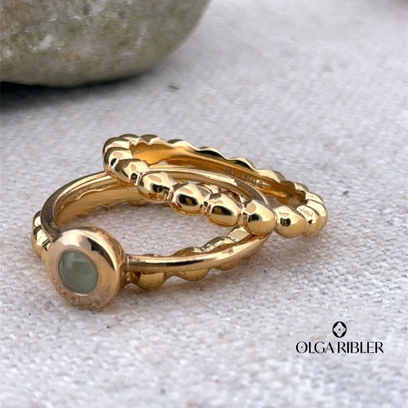 Olga Ribler Anelli: Edelstahl  Ring SET mit Prehnit Ring Ringgrösse 52 – Nuovo (secondo la descrizione) da Luzern venduto da Schmuckoutlet 2
