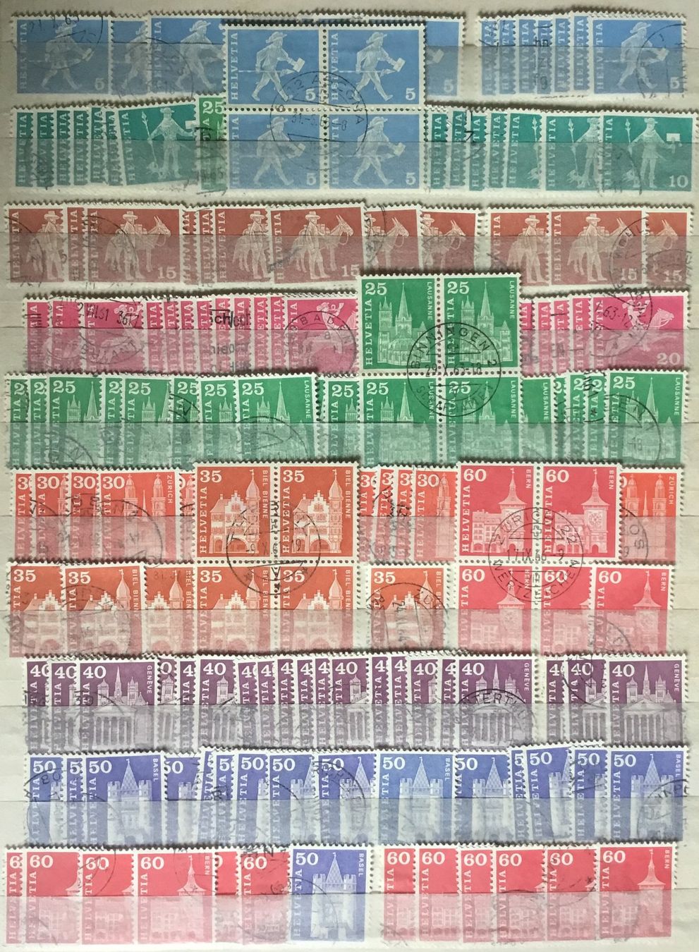 Alle Briefmarken: Sammlung Dauermarken, ab Strubel, bis ca. 1960, gestempelt – Gebraucht aus Belp von Dschopp 8