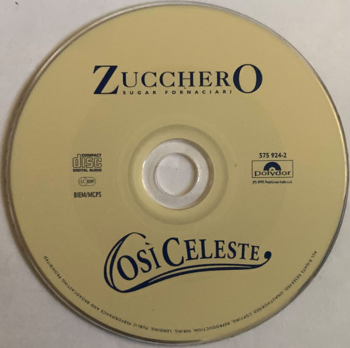 CD: ZUCCHERO - COSÌ CELESTE – Usato da Poliez-Pittet venduto da Newtown-Records 2
