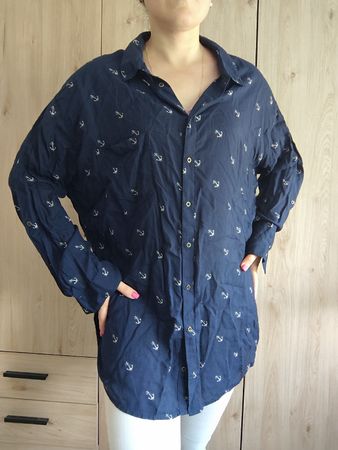Bluse dunkelblau mit Ankern Grösse 20 guter Zustand