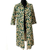 Kleid Mantel Sommermantel M/L grün geblumt VINTAGE 1970s