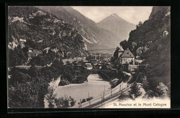 Cartoline postali: Saint-Maurice, Vue Générale et le Mont – Usato da Berlin venduto da bartko-reher