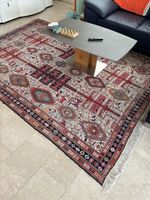 Perserteppich handgeknöpft bunter Vintage Tiermotiv 200x300 