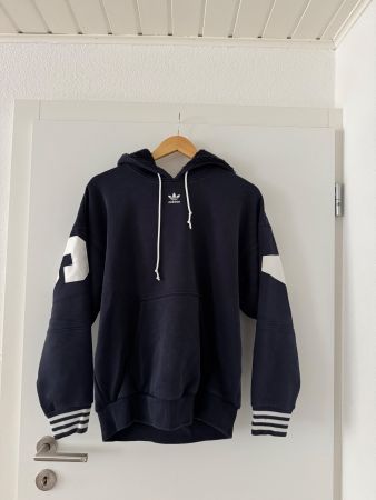 Hoodie Adidas Vintage Oversize Bleu Marine Blanc