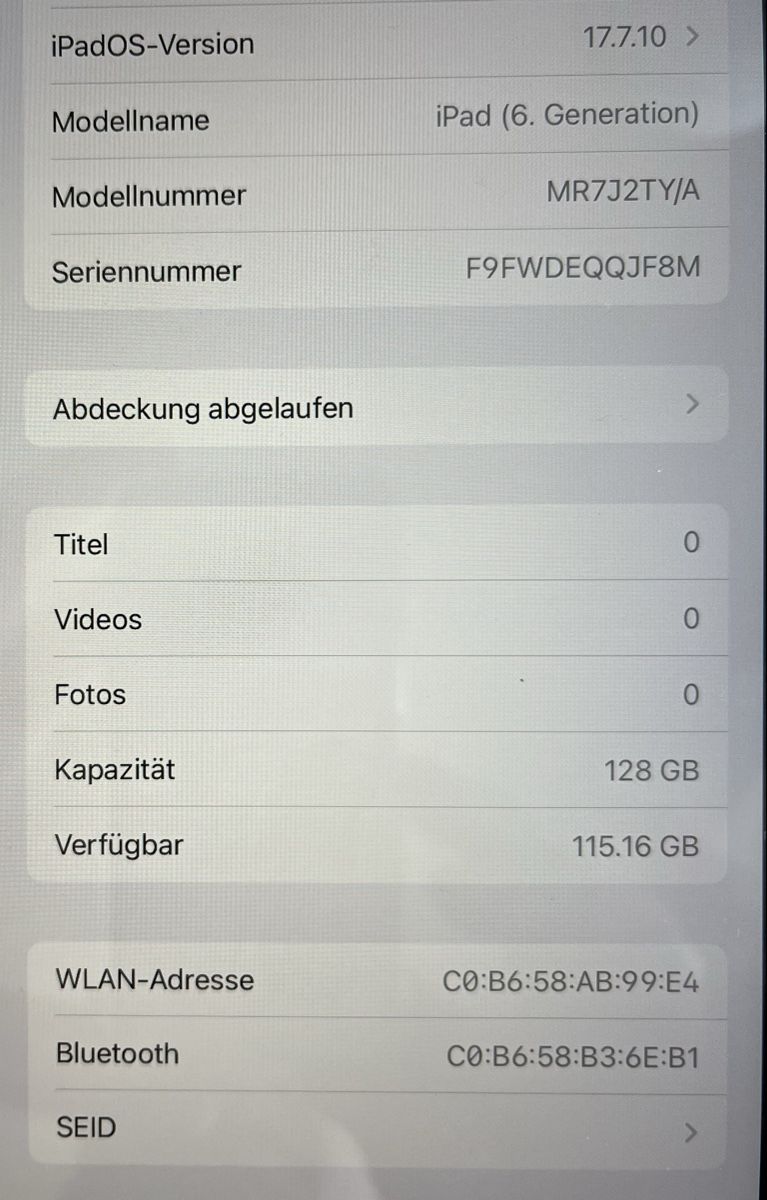 Apple Tablet PC: iPad 7, 128 GB, wifi, schwarz – Gebraucht aus chur von Chambaldi 1