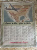 ALTES PREIS PLAKAT AMERICAN AIRLINES UM 1960 SELTEN TROLLEY
