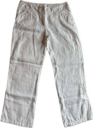 Pantalon Street One 100% lin blanc T. S 