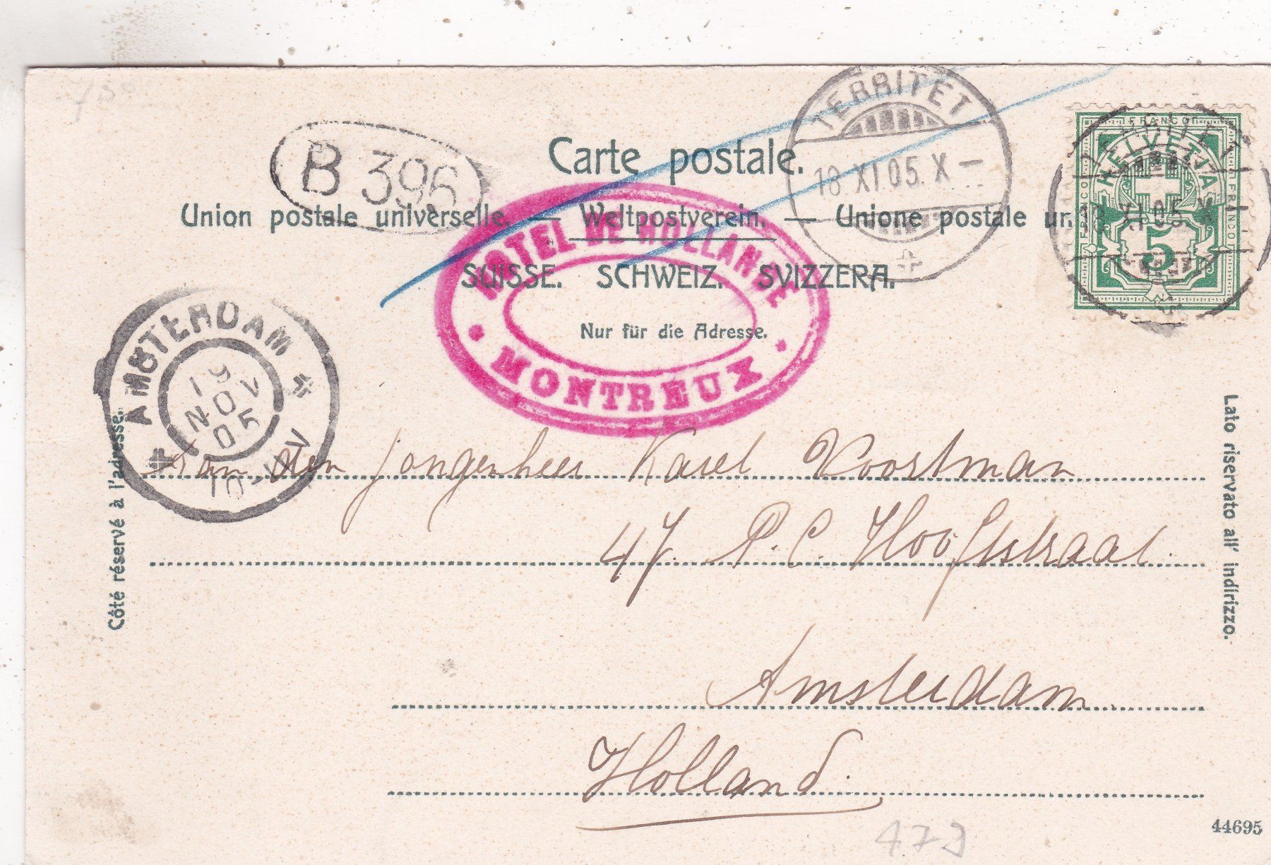 Cartoline postali: Clarens 1905 – Usato da Herisau venduto da Lisegrat2008 1