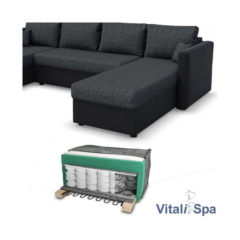 Divani: Wohnlandschaft mit Schlaffunktion - Schwarz/Grau – Nuovo e nell'imballaggio originale da Wallenwil venduto da toesstal-vertrieb 6