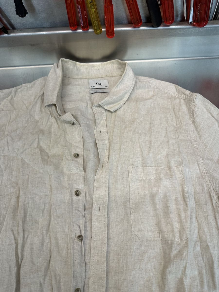 C&A Hemden: Kurzarmhemd C&A Leinenmix beige – Gebraucht aus Schwende von weesli 1