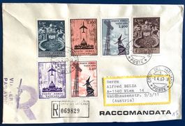 1967 Flugpostbrief Vatican nach Wien mit Flugpostmarken Satz