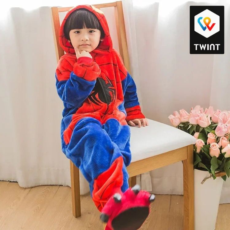 Pyjama Officiel Spiderman Garçon En Polaire Tout-en-Un - Fermeture Éclair, Chaud Et Confortable