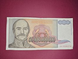 Belgrad 1993, 50'000'000'000 Dinara. Selten