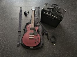 Epiphone Les Paul Studio Worn Cherry mit Zubehör 