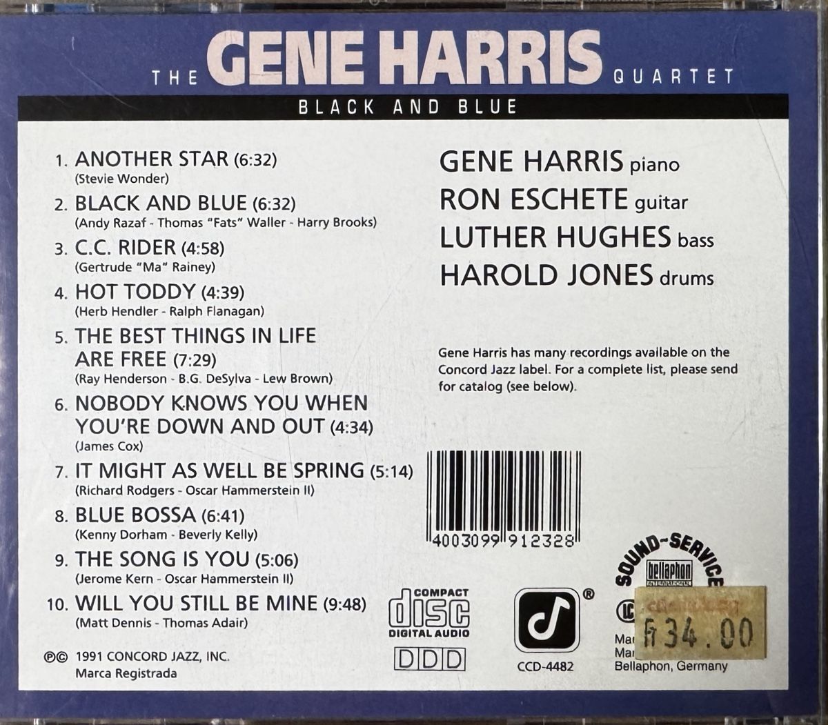CD: CD Gene Harris Quartet - Black And Blue – Usato da Zürich venduto da tomakomai 1
