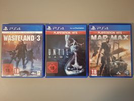 3 PS4 Spiele Wasteland 3 Until Dawn Mad Max Paket