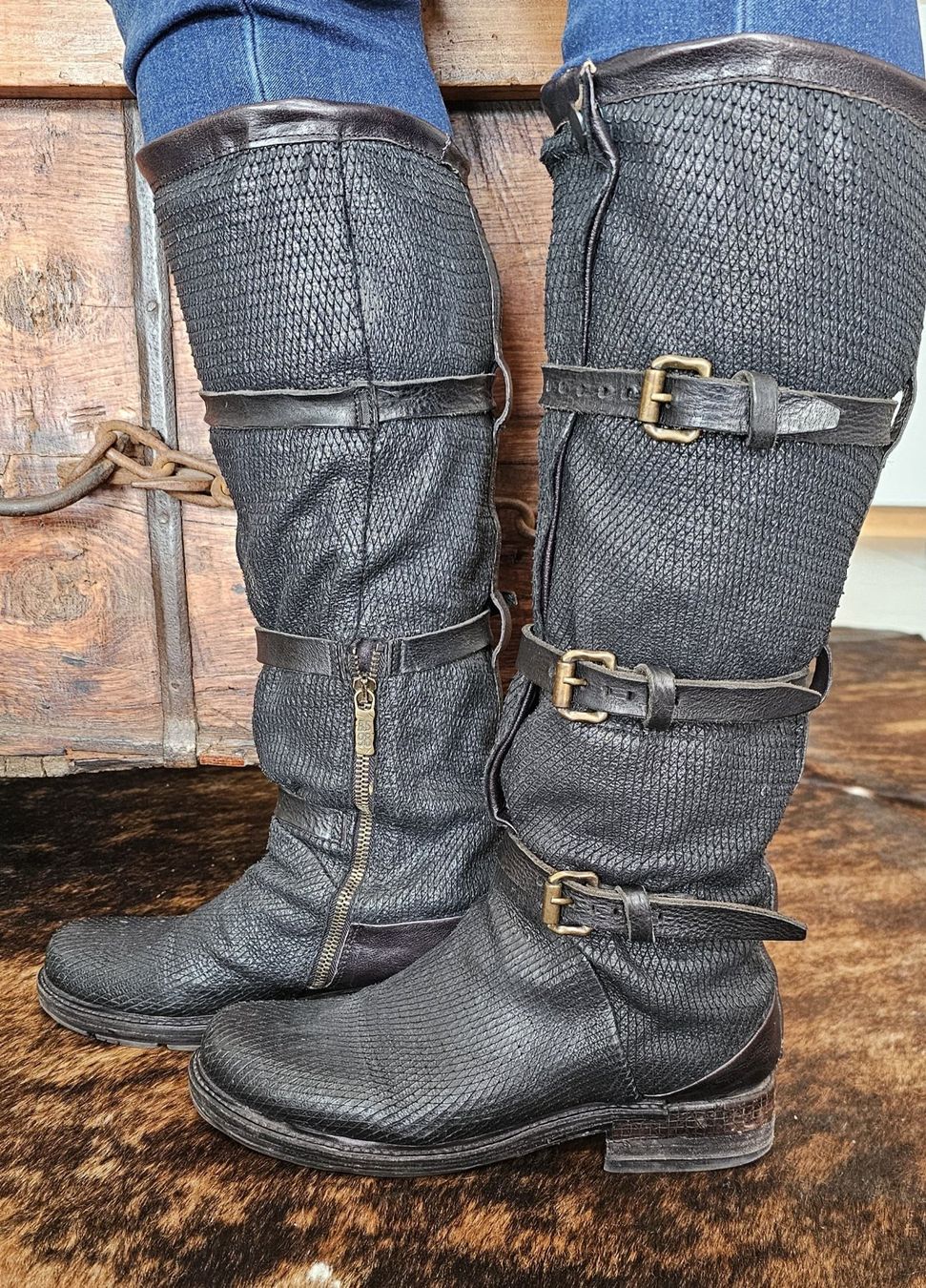 A.S.98 Scarpe da donna: AS 98 Lederstiefel, Schwarz, Grösse 39 – Usato da Kollbrunn venduto da Antikmann