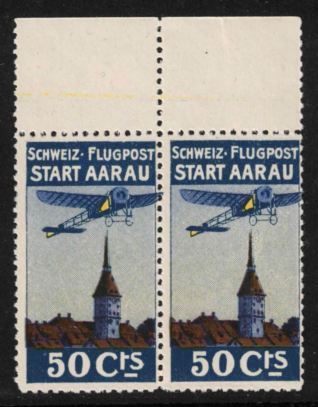 Tutti i francobolli: 1913 Flugpost Vorläufer I "Aarau", Paar mit Abarten ** – Nuovo (secondo la descrizione) da Nuglar venduto da Stamp88