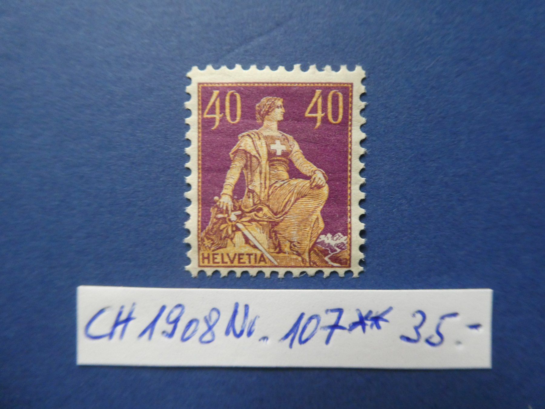 Alle Briefmarken: CH 1908 Nr. 107 postfrisch ** – Gebraucht aus Lausen von Herbamare01