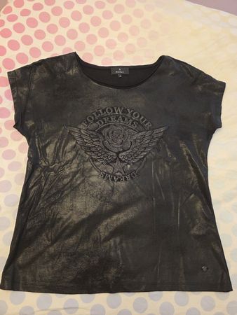 Monari Shirt, Glitzer Print, Top Zustand, Grösse 34/XS!