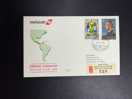 Swissair Erstflugbrief Zürich-Caracas ab Liechtenstein 1985