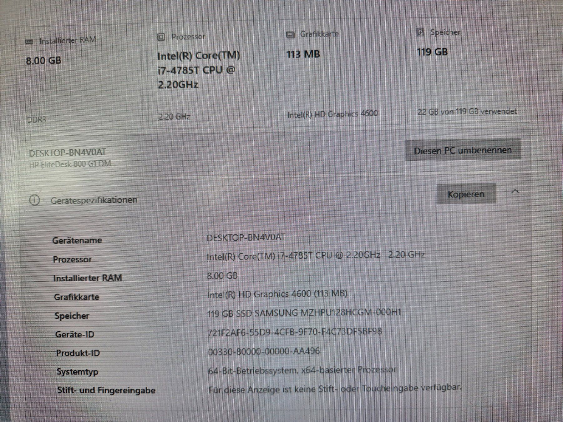Hewlett Packard PC: HP EliteDesk Mini PC Intel Core i7 Windows 10 – Usato da Rüti b. Lyssach venduto da Fidi4 3