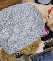 Handgestrickte Mütze, Wintermütze, Beanie, grau