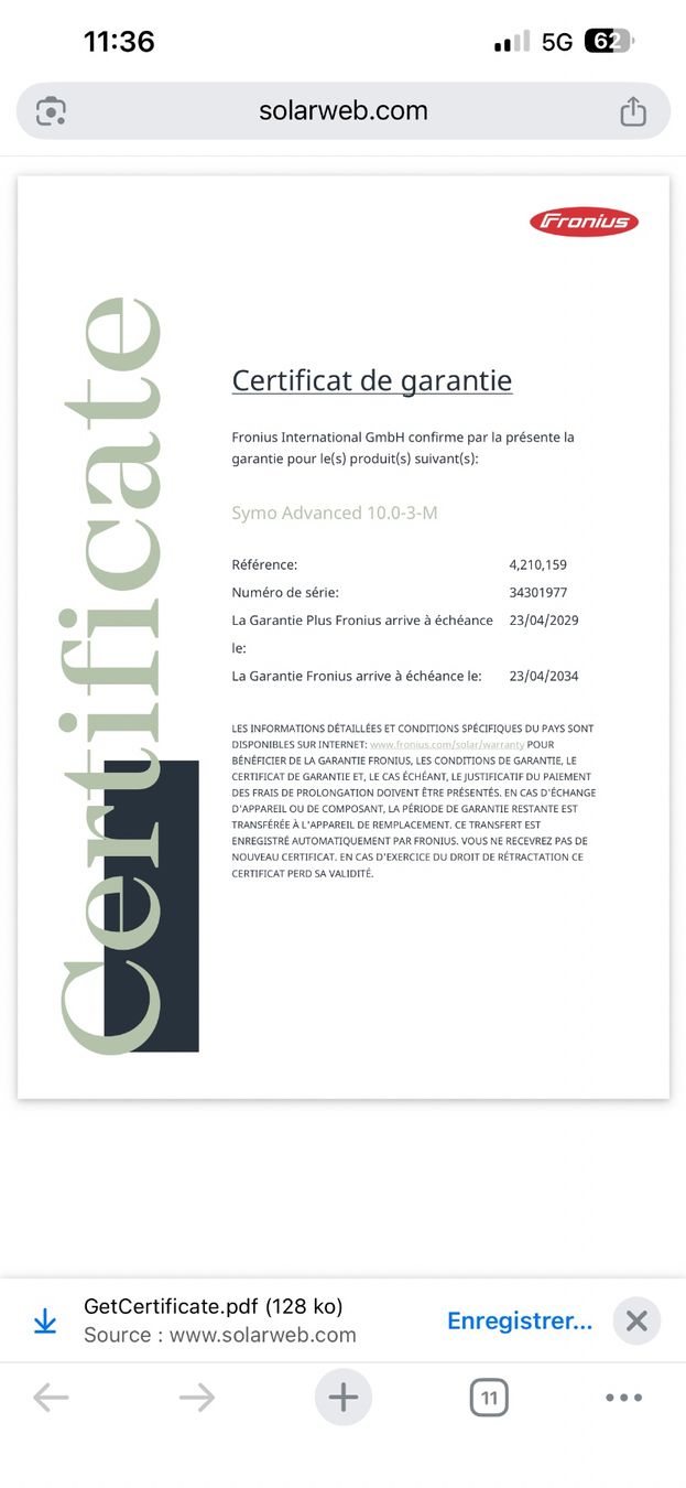 Fronius Wechselrichter: Onduleur Fronius Symo Advanced 10.0 – Gebraucht aus Ponthaux von joa_h9gy 2