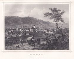 APPENZELL GESAMTANSICHT, STAHLSTICH NACH ROHBOCK 1870