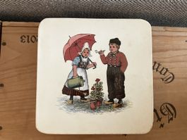 Antiker Topfuntersetzer, Porzellan, Holland Kinder Motiv