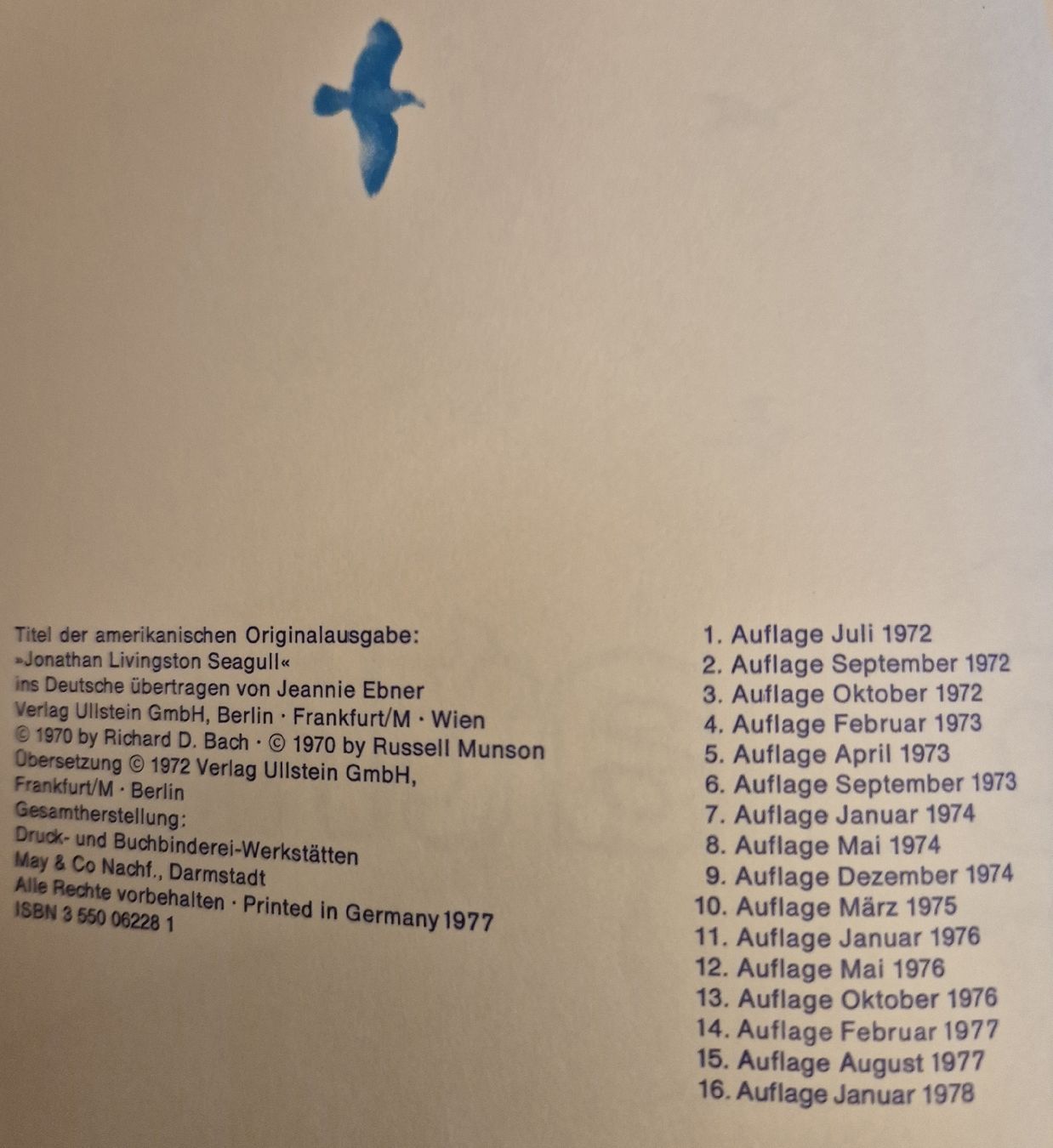 Libri: Die Möwe Jonathan - Richard Bach - Ullstein – Usato da Halten venduto da GiMu.84 2
