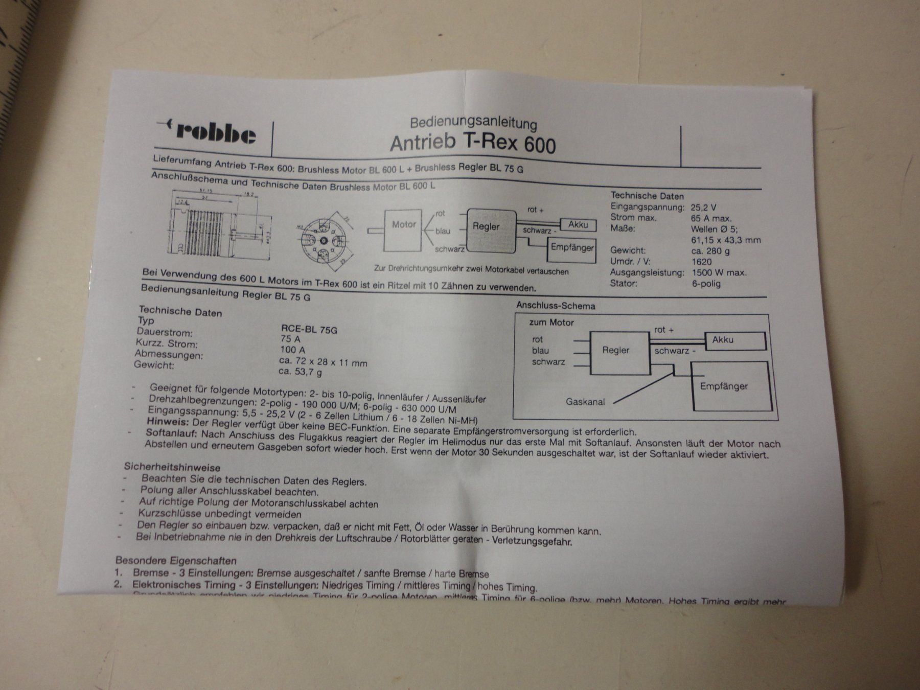 Modellismo RC: Robbe Align RCE-BL75G Brushless Regler 75A NEU – Nuovo e nell'imballaggio originale da Horgen venduto da RcModell 2