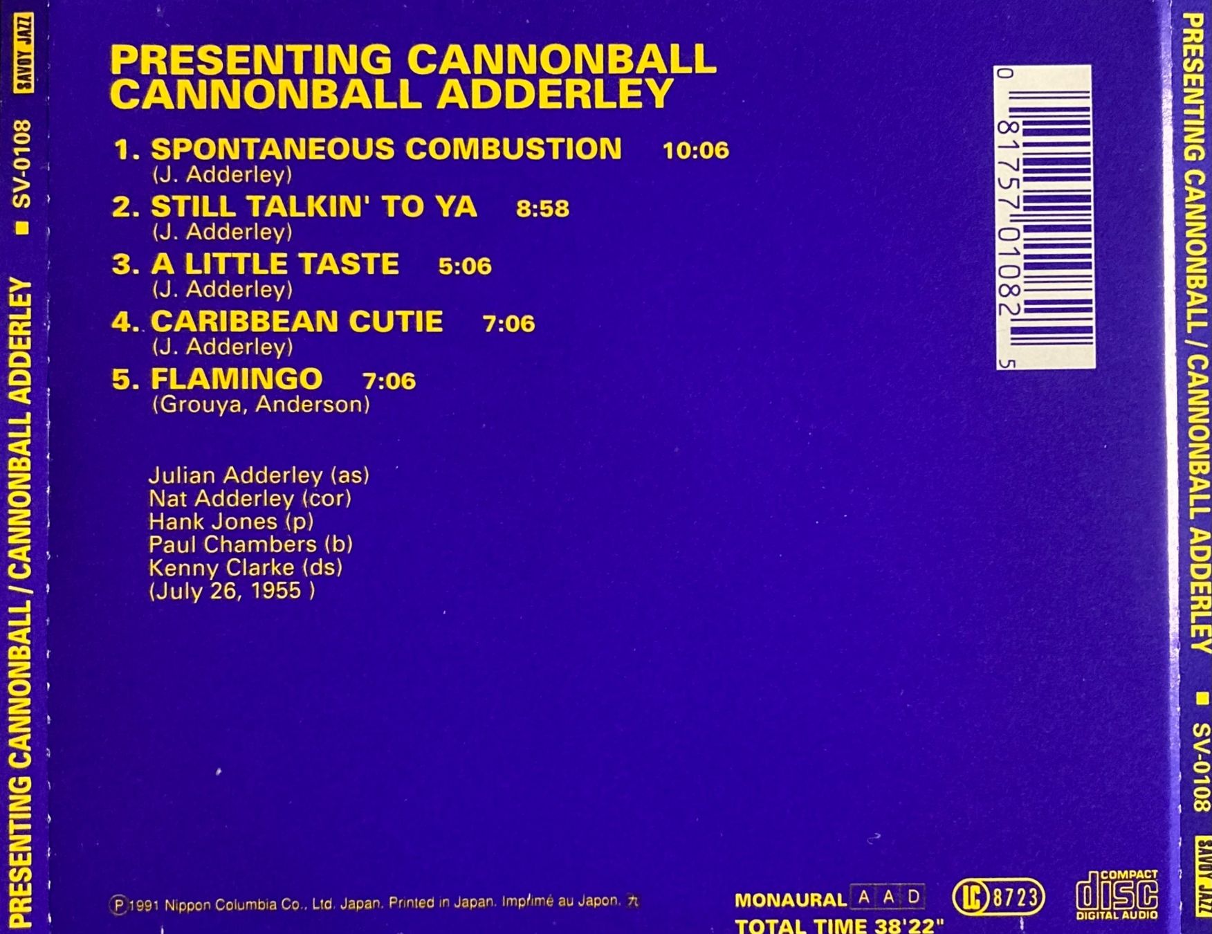Dischi in vinile: CANNONBALL ADDERLEY - PRESENTING CANNONBALL – Usato da Poliez-Pittet venduto da Newtown-Records 1
