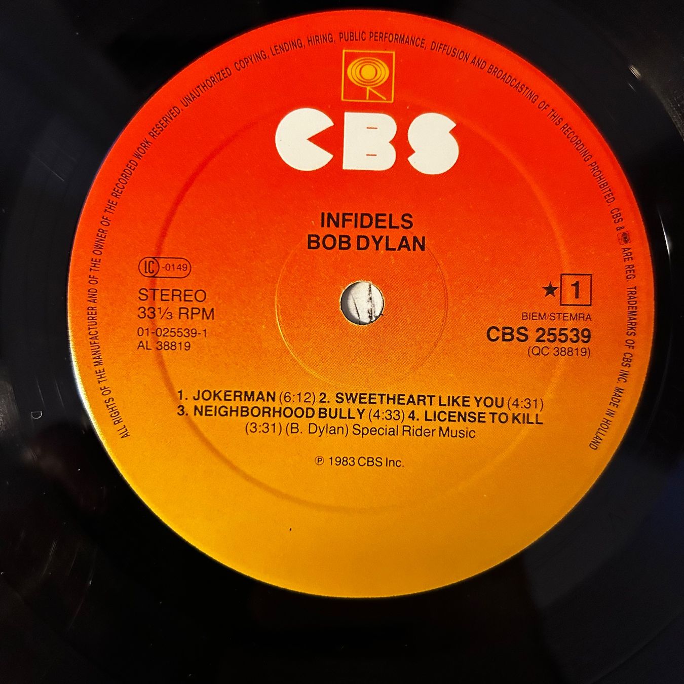 Schallplatten: Bob Dylan - Infidels, Vinyl LP 1983 – Gebraucht aus Aesch BL von BernisFlomi 2