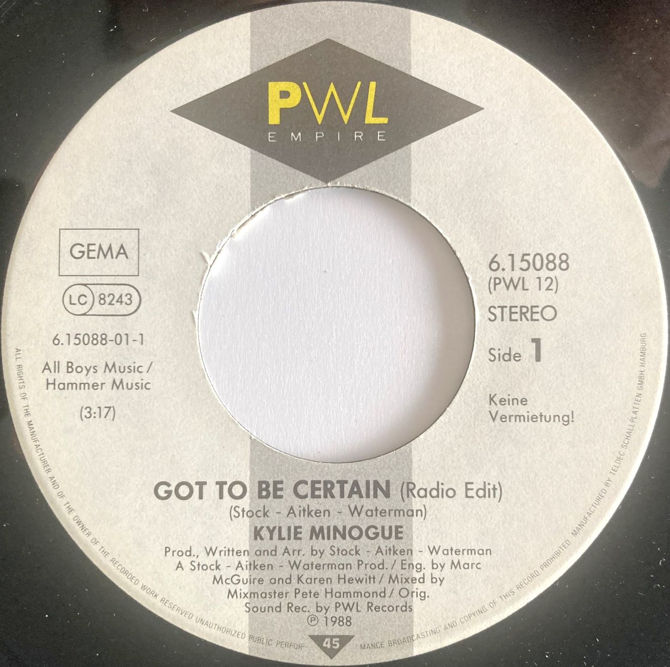 Dischi in vinile: KYLIE MINOGUE - GOT TO BE CERTAIN – Usato da Bottens venduto da hotter-than-hell 2