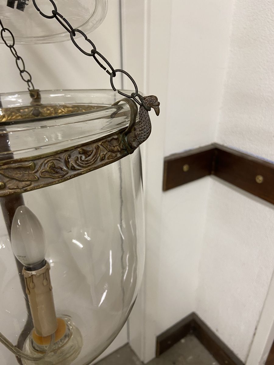 Lampade: Antike  Kolonial Hängelampe, Glas & Messing – Usato da Dietikon venduto da brocki-eyra 1