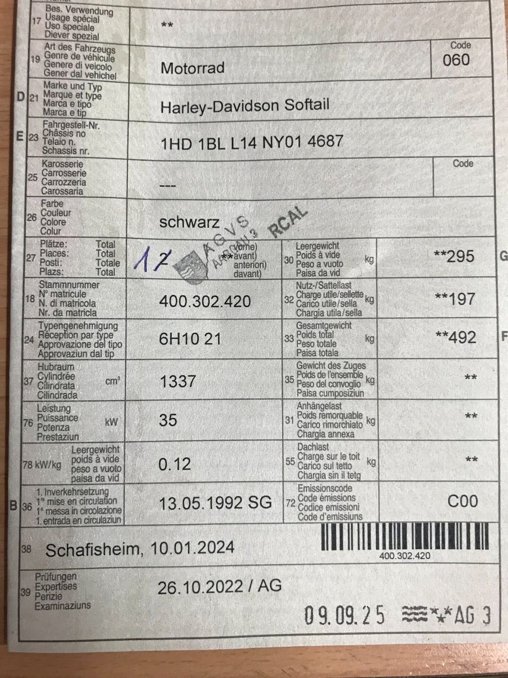 Harley-Davidson Chopper: Harley Davidson Bobber Springer Softail 1340 ab MFK – Usato da Reitnau venduto da poseyta77 8