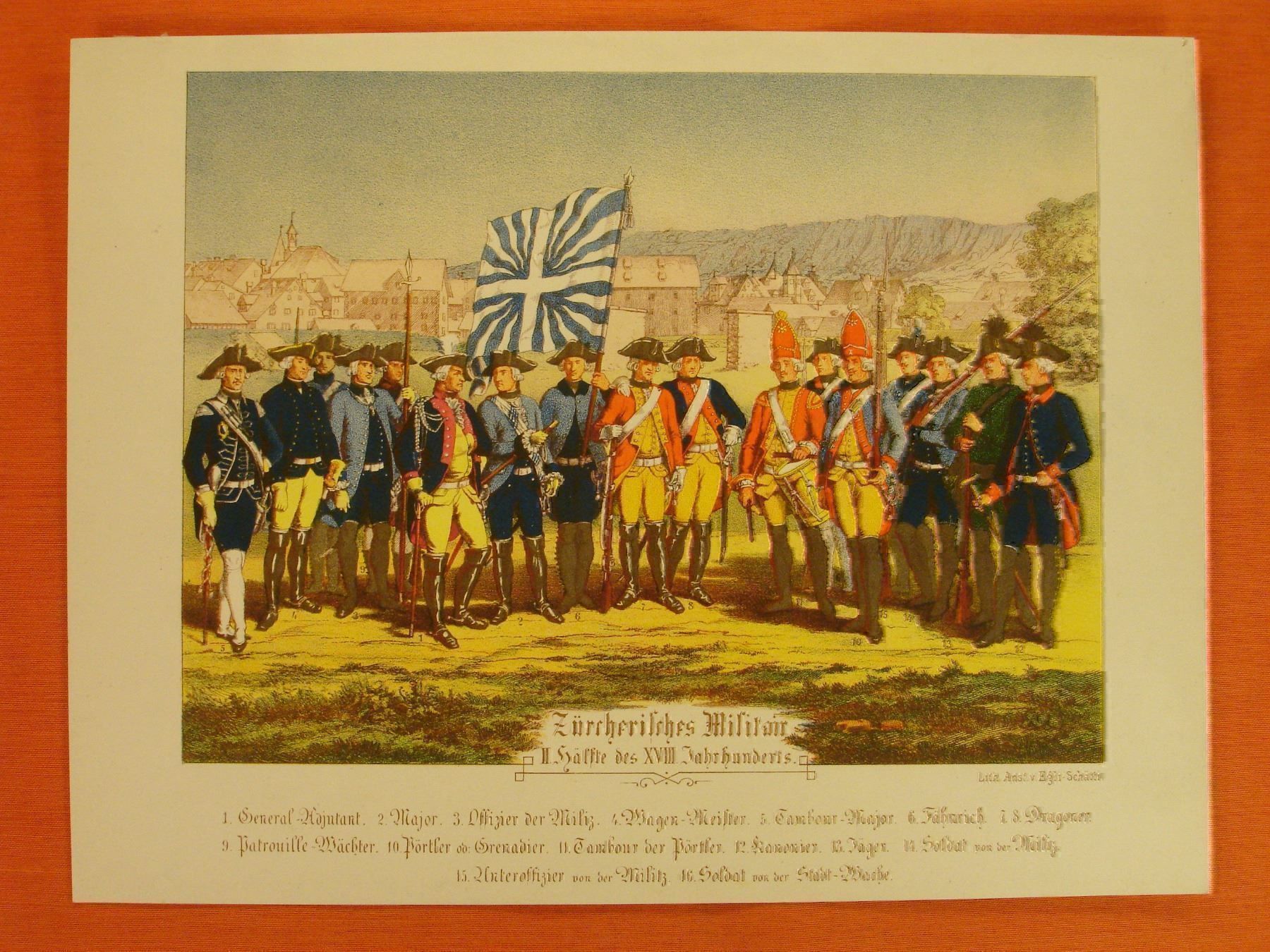 Grafica & Litografie: ZÜRICH, MILITÄR, FARBLITHOGRAPHIE 1867 – Usato da Grüningen venduto da Kartensammler 1