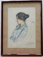 SWISS ART - Anton Christoffel, Pastell Kreide, Frau,  1928