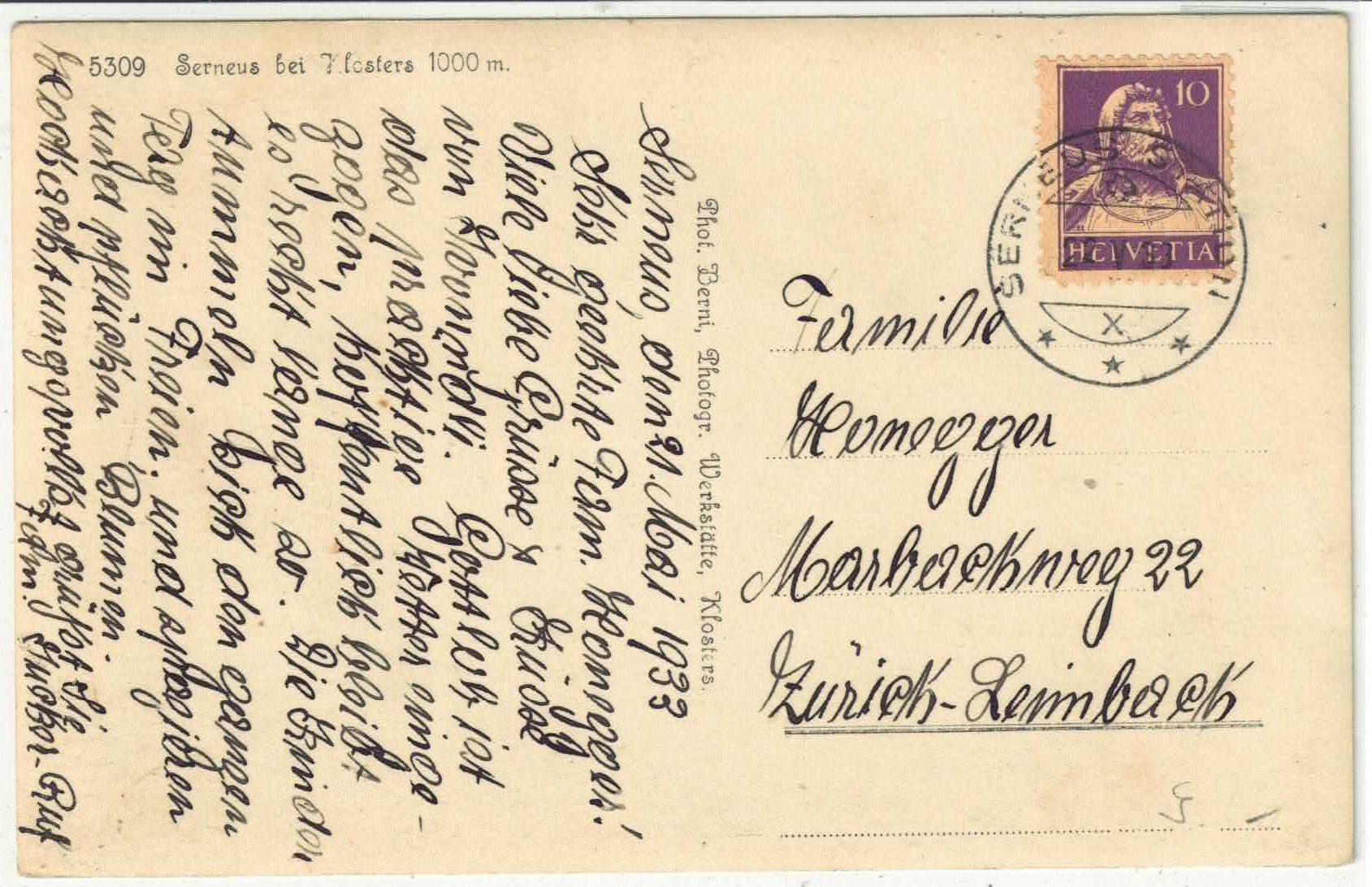 Cartes postales: Serneus bei Klosters – D'occasion à Ettingen par Kartenplanet 1