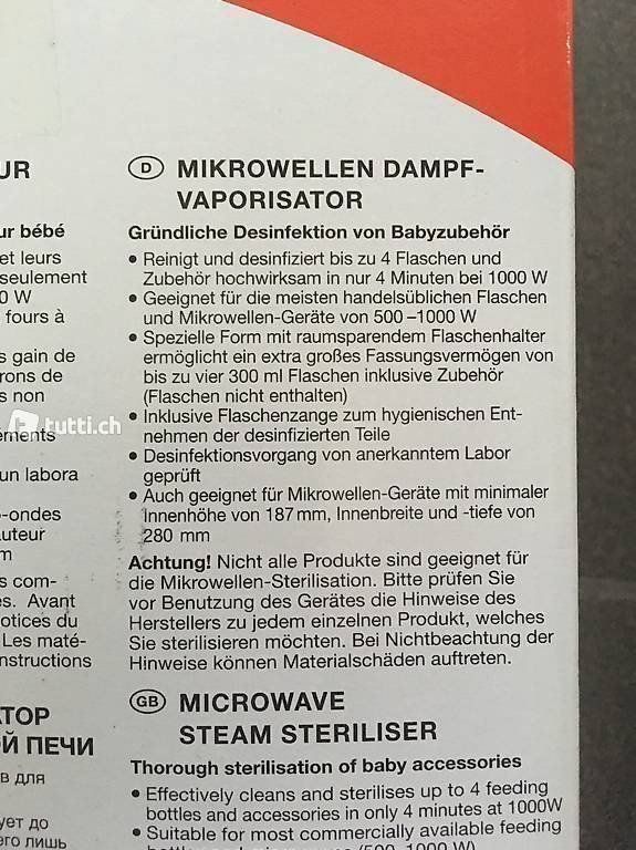 Pasti del neonato: Nuk Mikrowellen Sterilisator – Usato da Wiesendangen venduto da samoalk 5