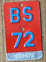 BS 72 - VELONUMMER - FAHRRADSCHILD - PLAQUE DE VELO - BS 72