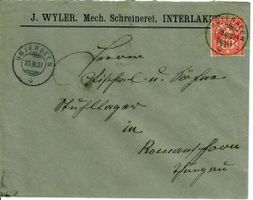 Brief, J.Wyler Mech. Schreinerei Intelaken - Unterseen 1901