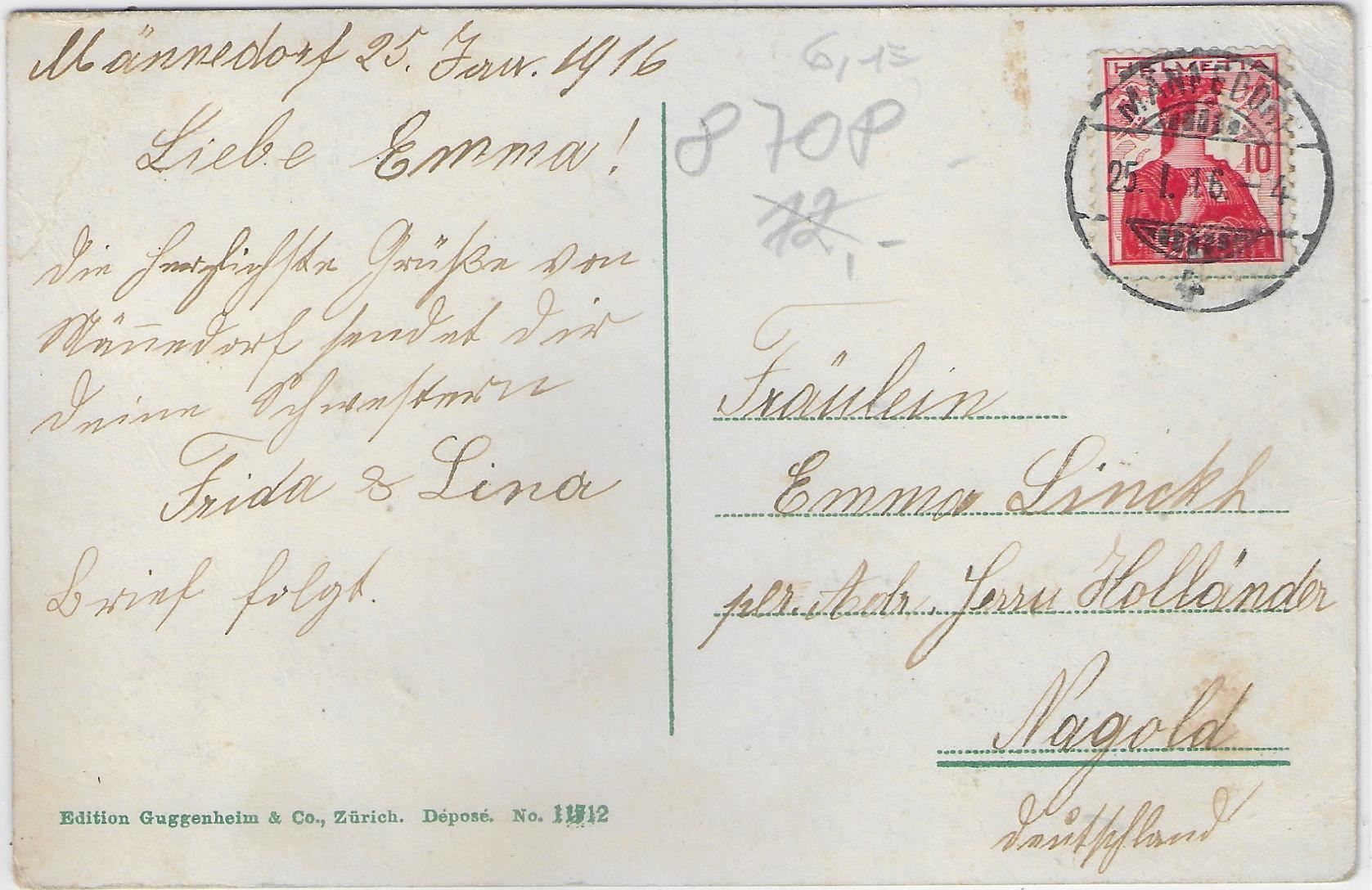Cartoline postali: Männedorf - Zeller'sche Kapelle mit – Usato da Ettingen venduto da Kartenplanet 1