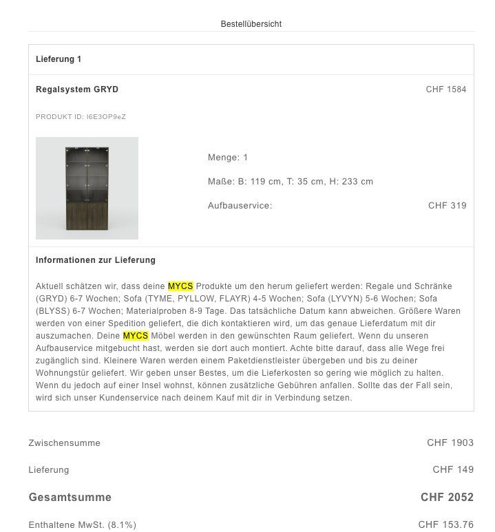 Vitrines: Vitrine von Mycs – Neuf avec emballage d'origine à Steinhausen par yj0000 1