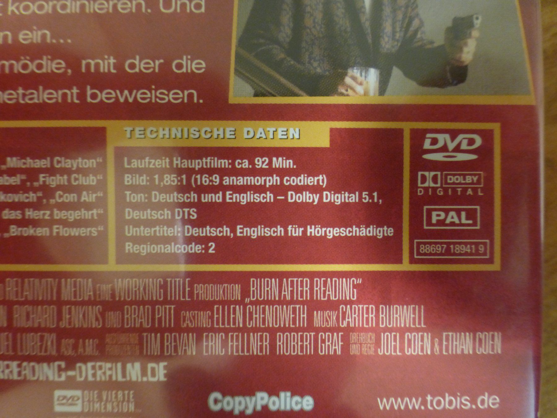 Tutti i DVDs: Burn after reading coen brothers DVD – Usato da Zumikon venduto da psisound 3