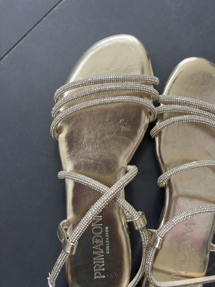 Chaussures femmes: Sandaletten mit Strass Gold , NEU  – Neuf (Voir description) à Obbürgen par bugi6868 6