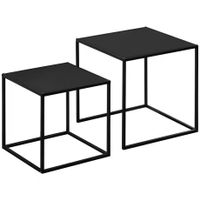 Tables gigognes noires métal lot de 2 - neuf 