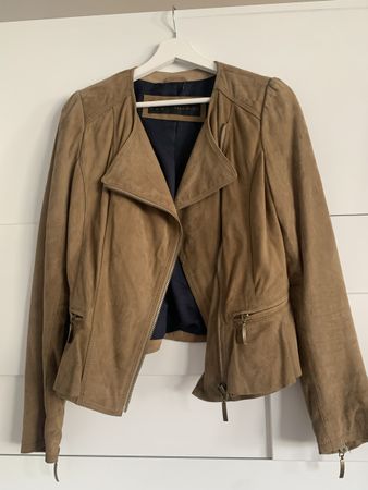 Zara echtleder beige jacke